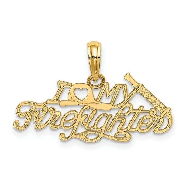 Details about / 14K Yellow Gold I Love My Firefighter Charm Pendant MSRP $145